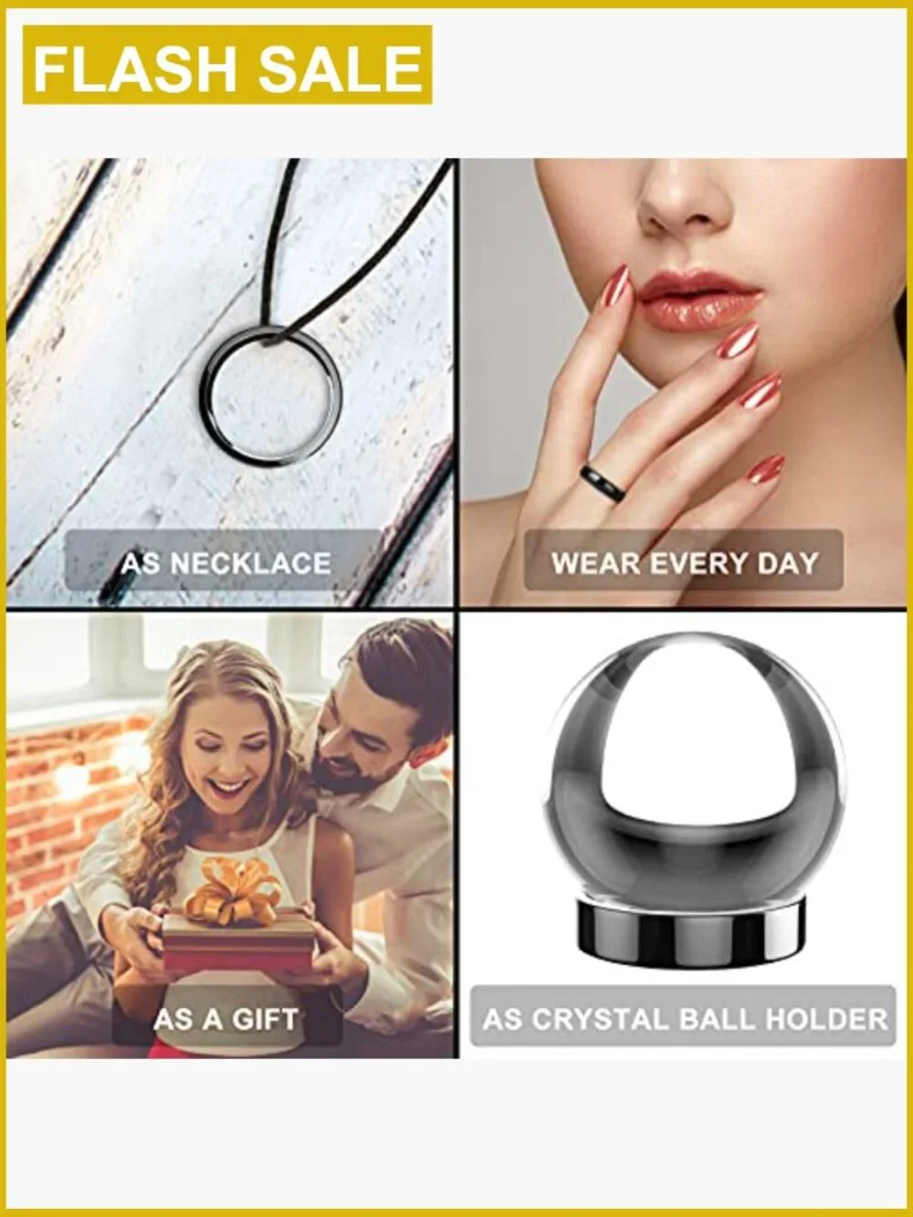 Genuine Natural Hematite Magnetic Stone Ring for Anxiety Balance Root Chakra